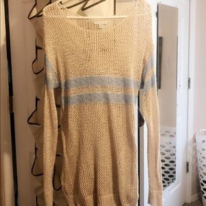 American Eagle Tan and Baby blue sweater